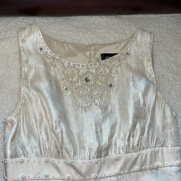 Adrianna Papell Ivory Sleeves Tiered Ruffles Mini Dress with Embellishme… - Picture 4 of 14